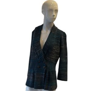 Classiques Entier Blue Double Breasted Wool Blend Knit Jacket or Cardigan Size M